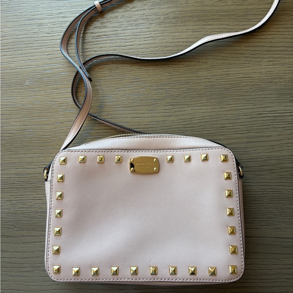 Michael Kors light pink studded crossbody